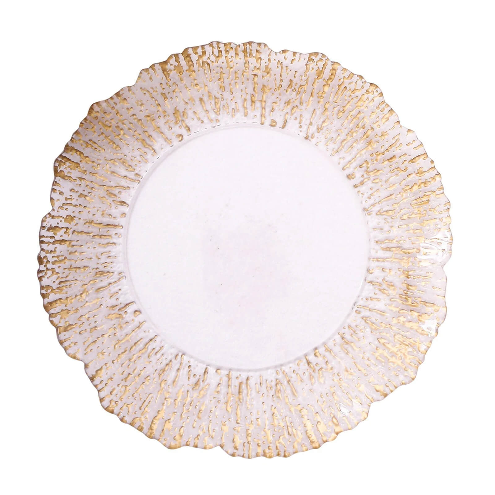 6-Pack Plastic Charger Plates 12", Round Clear with Gold Brushed Scalloped Reef Rim - Decorative Dinner Party Serving Plates - Image 6
